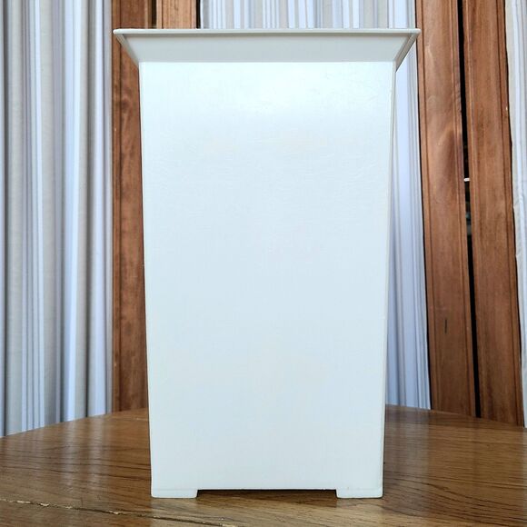 1960s Wastebasket Plastic Trash Can Bin White Retro Mid Century USA Vtg Kitchen - Picture 4 of 12